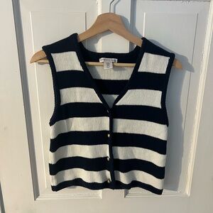 Sincerely Jules Navy Blue and White Knit Vest